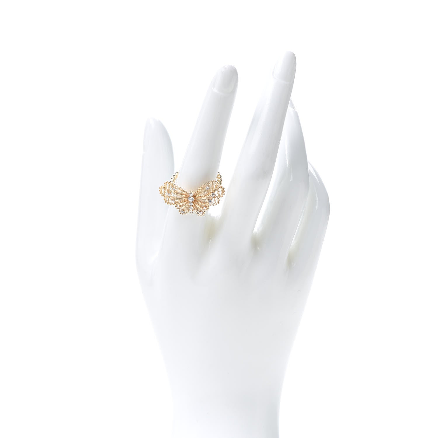 Gucci 18K Yellow Gold Diamond Butterfly Ring 56 7.5 2 of 5