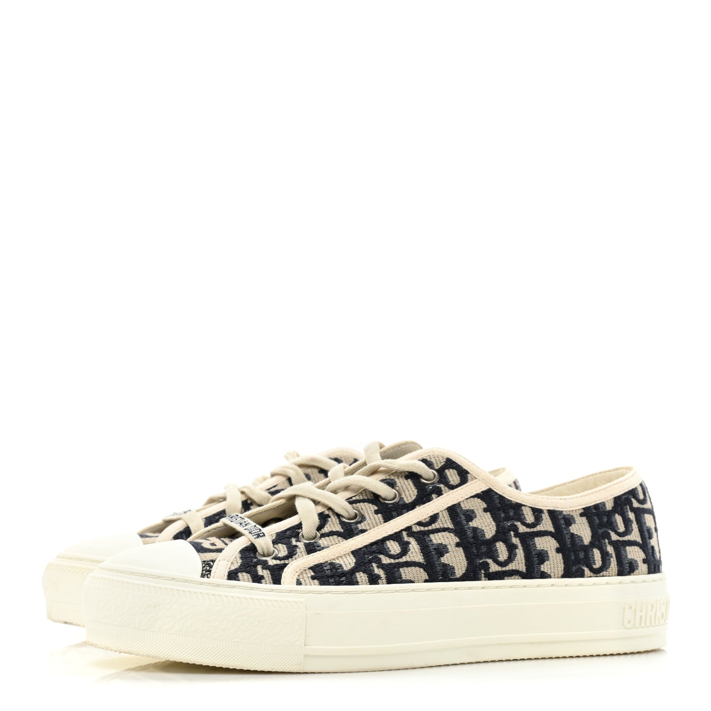 Canvas Oblique Walk'N'Dior Low Top Sneakers 38.5 Deep Blue