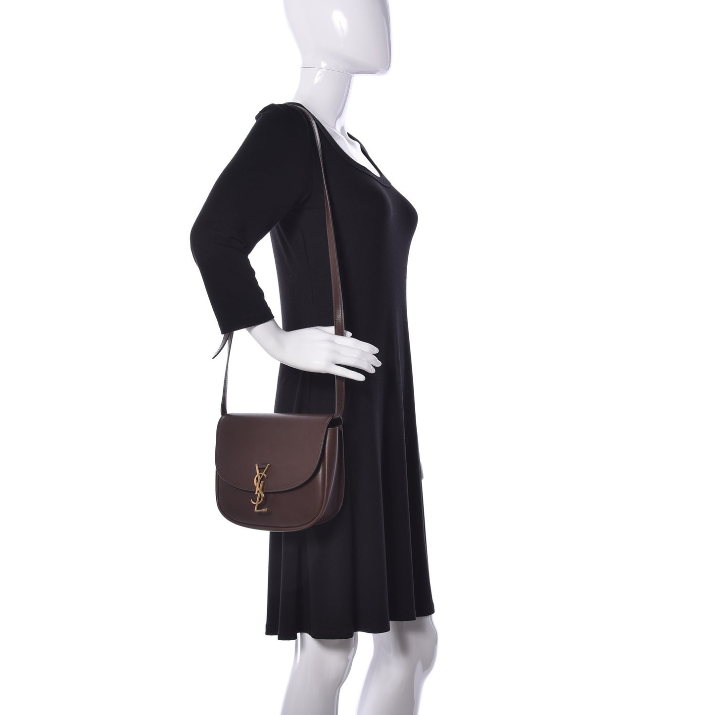Vintage Calfskin Monogram Medium Kaia Satchel Brown
