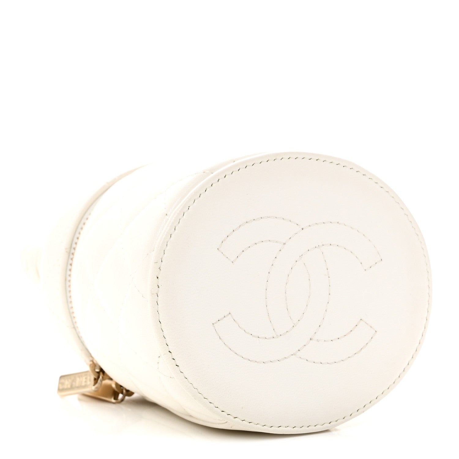 Chanel Lambskin Quilted Ruched Handle Vanity Case White 4 of 9
