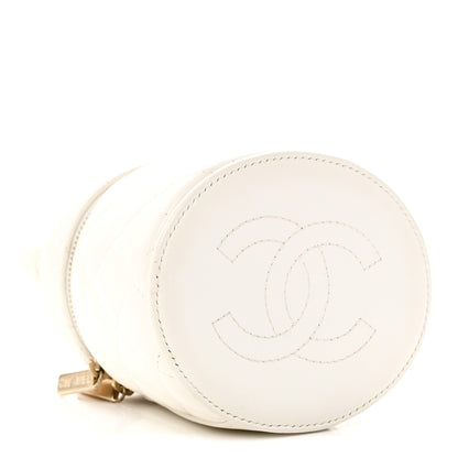 Chanel Lambskin Quilted Ruched Handle Vanity Case White 4 of 9