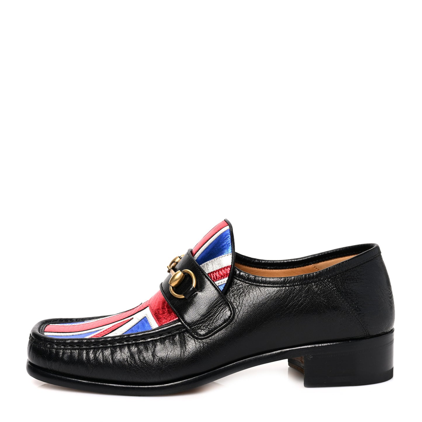 Lambskin Mens Union Jack Horsebit Loafer 9 Black