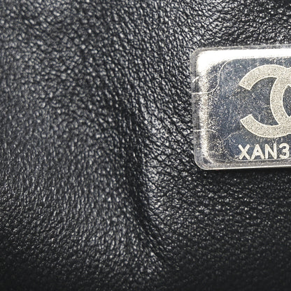Chanel Satin Sequin Embellished Flower Mini Rectangular Flap Black White Blue 7 of 10