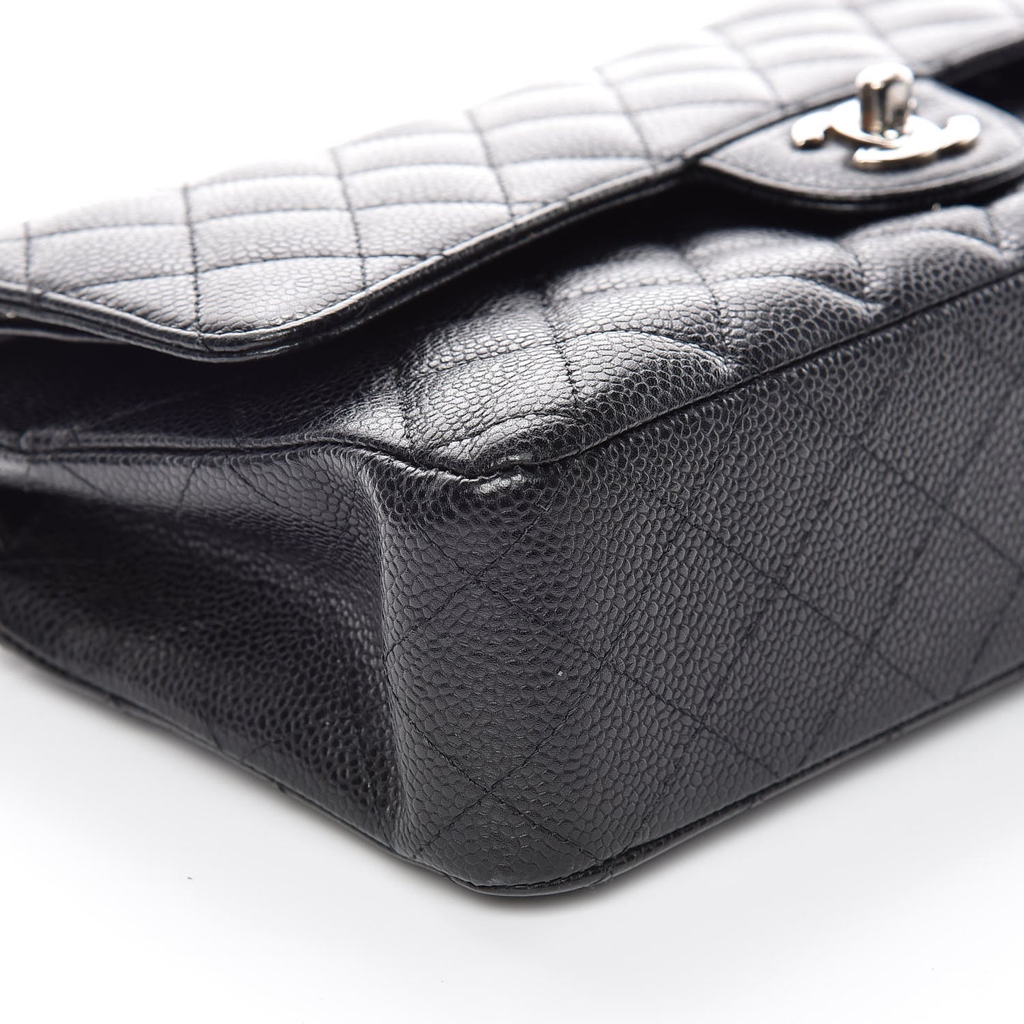 Caviar Quilted Medium Double Flap Black