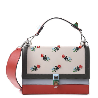 Fendi Vitello Liberty Dolce Floral Embroidered Studded Kan I Shoulder Bag Bloody Mary Multicolor 1 of 8