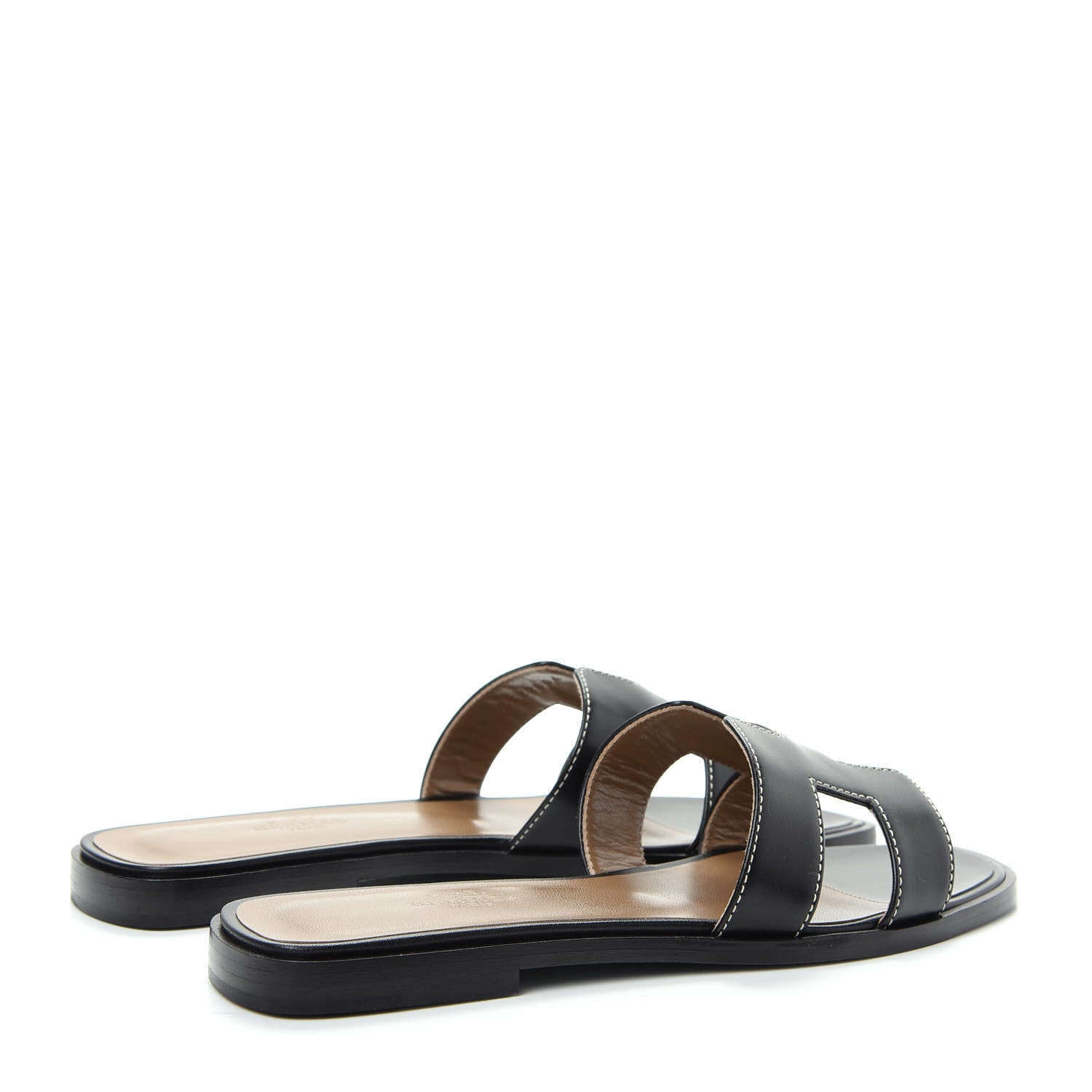Hermes Box Calfskin Oran Sandals 37 Black 4 of 11
