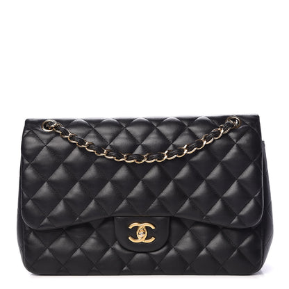 Chanel Lambskin Quilted Jumbo Double Flap Black 1 of 10