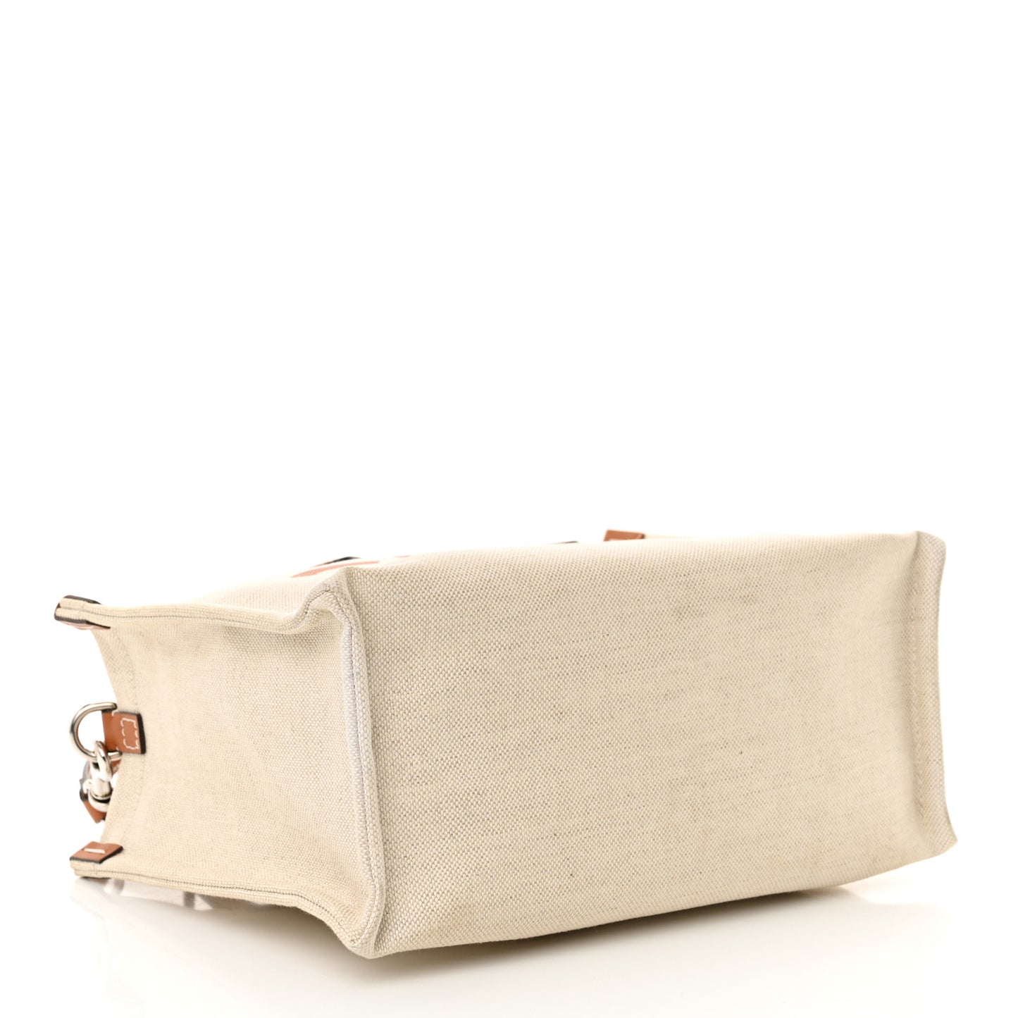 Canvas Calfskin Logo Print Medium Tote Bag Brown