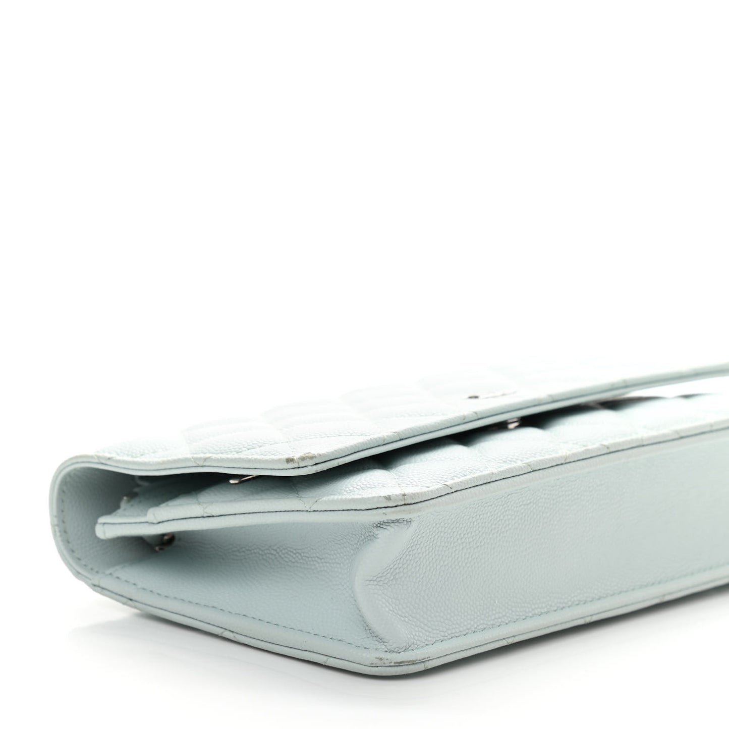 Caviar Quilted Wallet On Chain WOC Light Blue