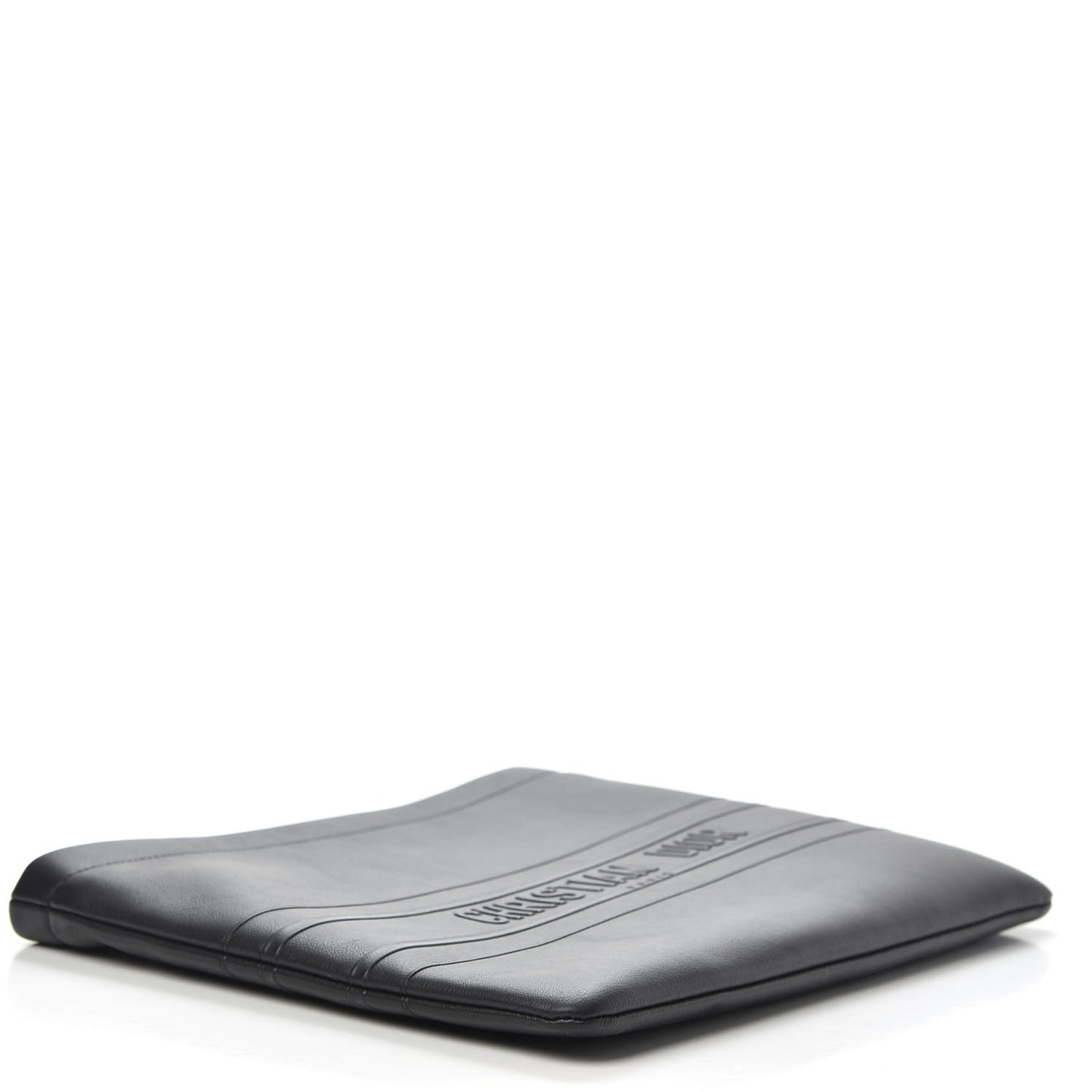 Calfskin Embossed Logo Zip Clutch Black