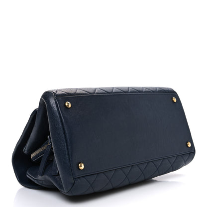Chanel Shiny Sheepskin Quilted Large Trapezio Flap Navy 4 of 12