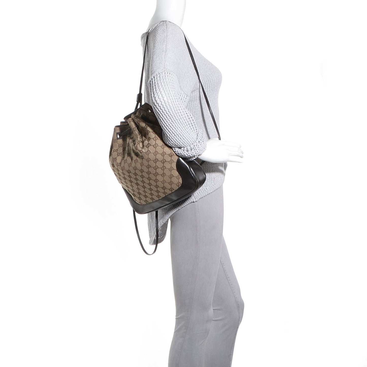 Monogram Small Drawstring Backpack Dark Brown