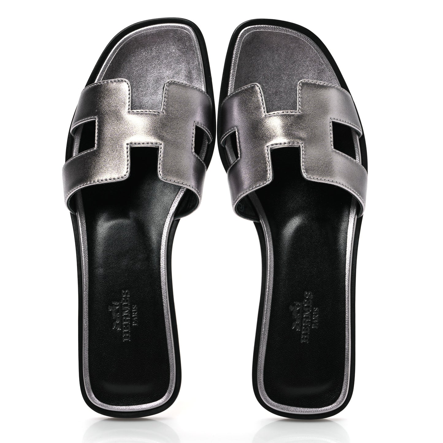 Metallic Nappa Oran Sandals 36 Gris Argente