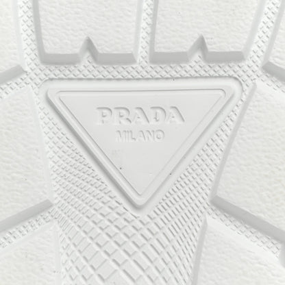 Prada Re-Nylon Gabardine Rubber Triangle Logo Quilted Womens Rush Piuma 50mm Mid Sneakers 40.5 White 8 of 8