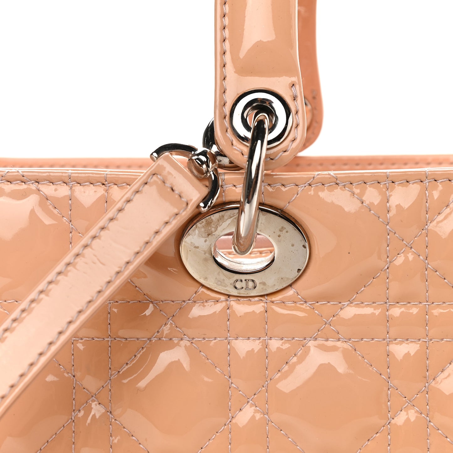 Patent Cannage Large Lady Dior Dark Beige