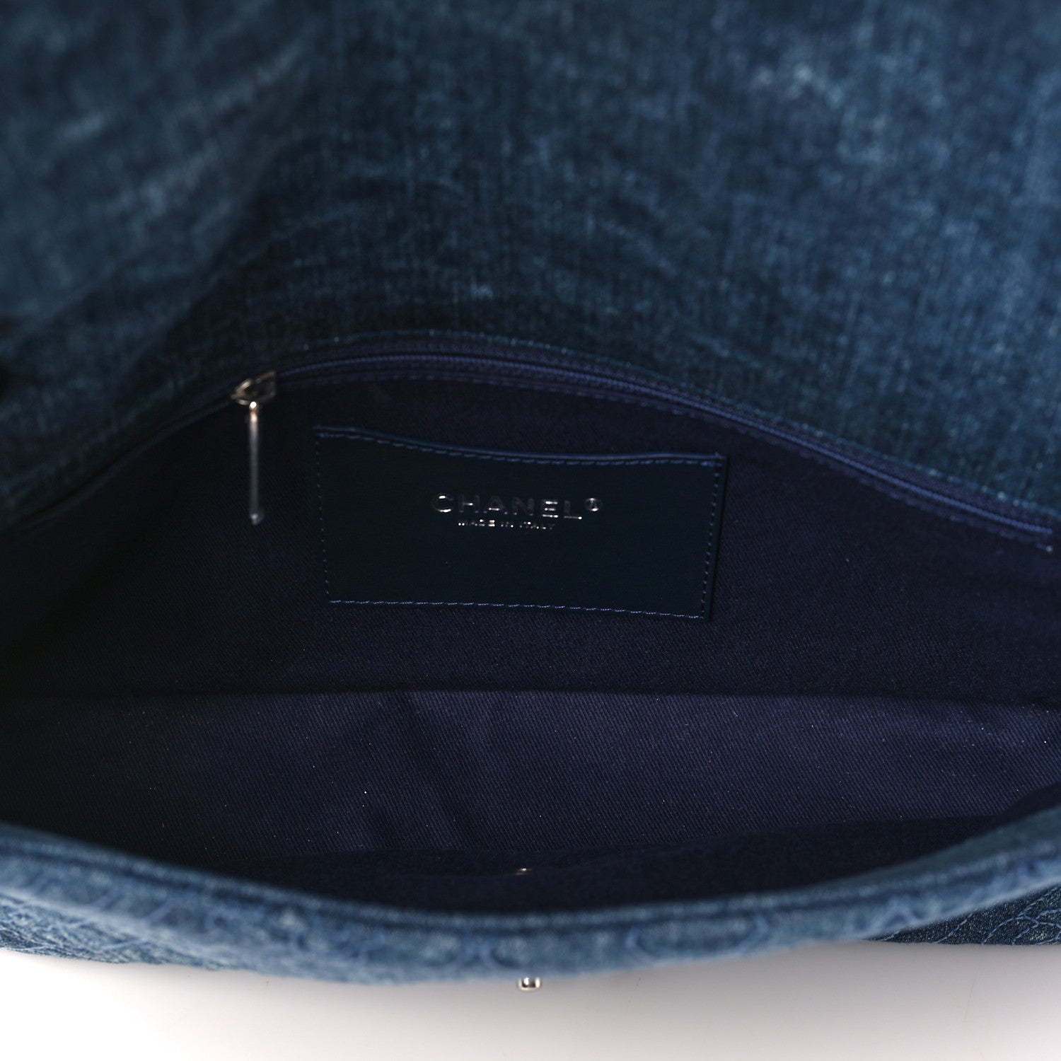 Chanel Denim Camellia Embroidered Large Flap Blue 5 of 9