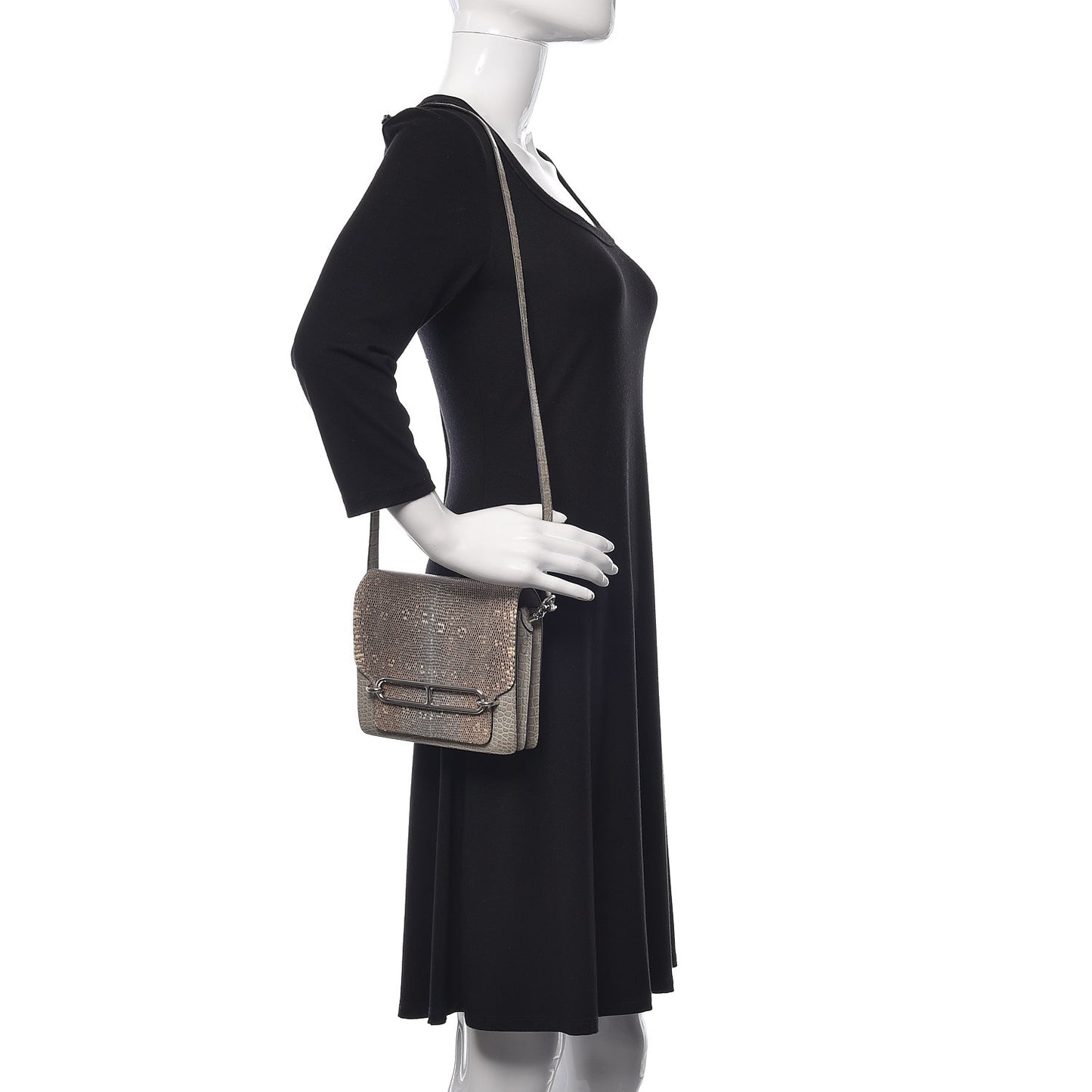 Matte Alligator Lizard Mini Sac Roulis Ombre Gris Perle