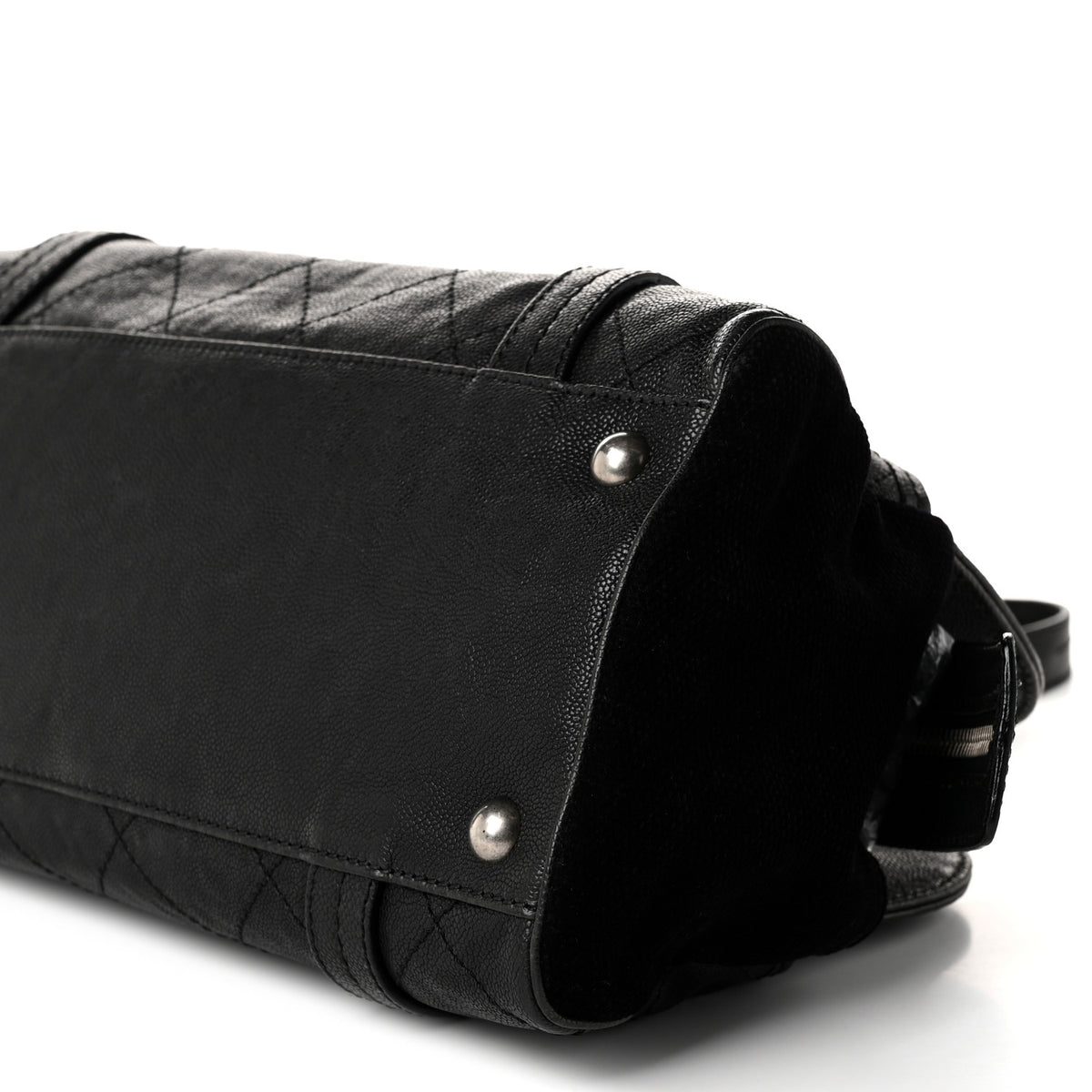 Calfskin Terrycloth Quilted Large Reissue Bowling Bag Tote Black