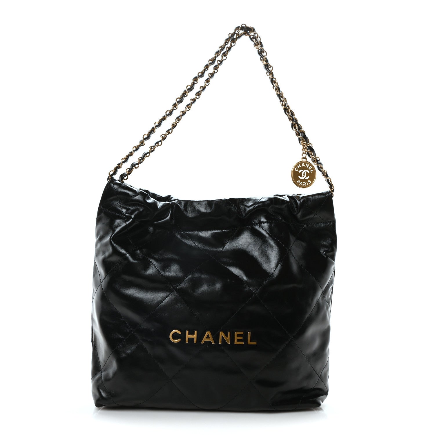 Chanel Shiny Calfskin Quilted Small Chanel 22 Black 1 of 11