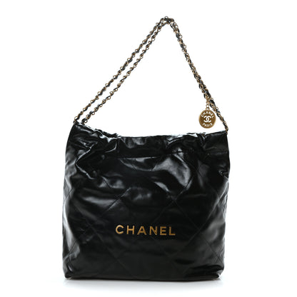 Chanel Shiny Calfskin Quilted Small Chanel 22 Black 1 of 11