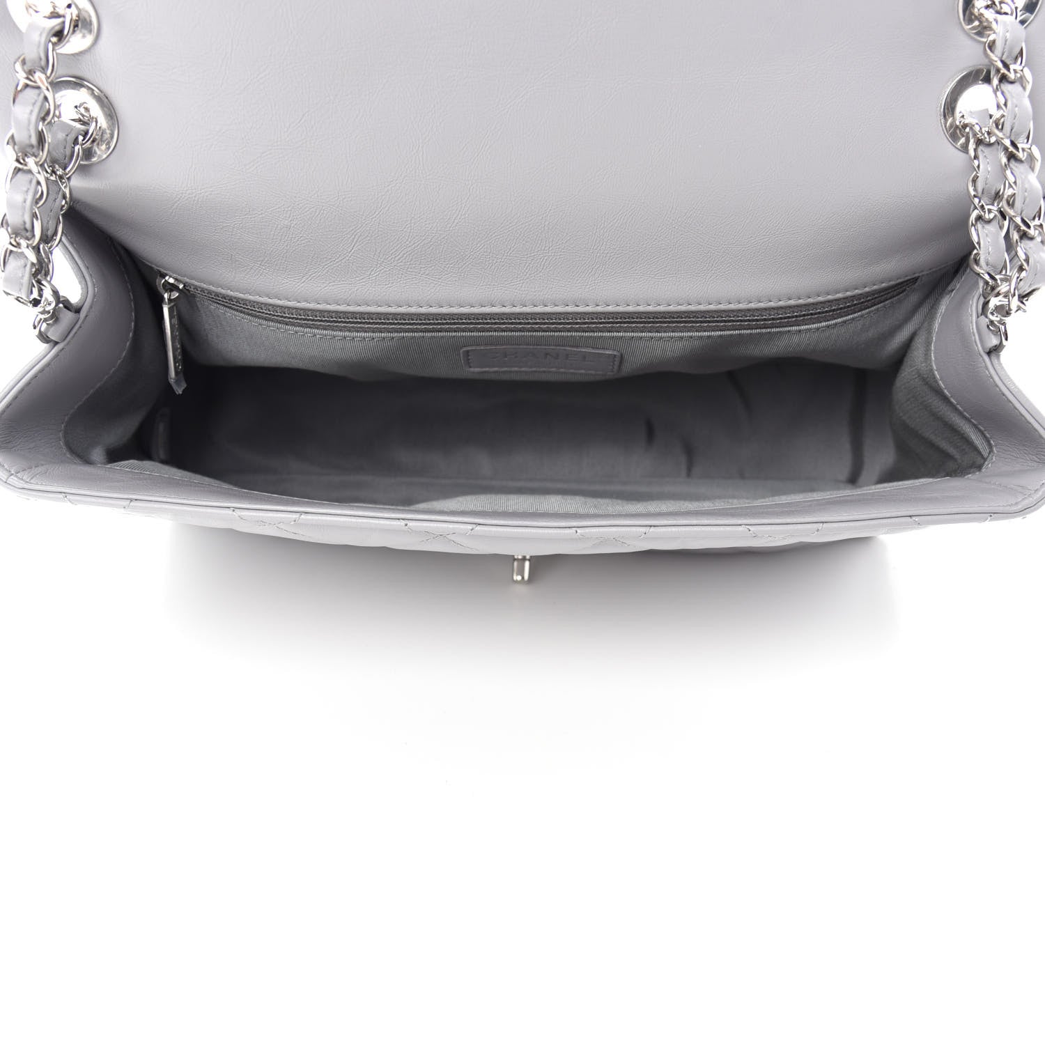Chanel Crumpled Calfskin Large Chain All Over Flap Grey 5 of 10
