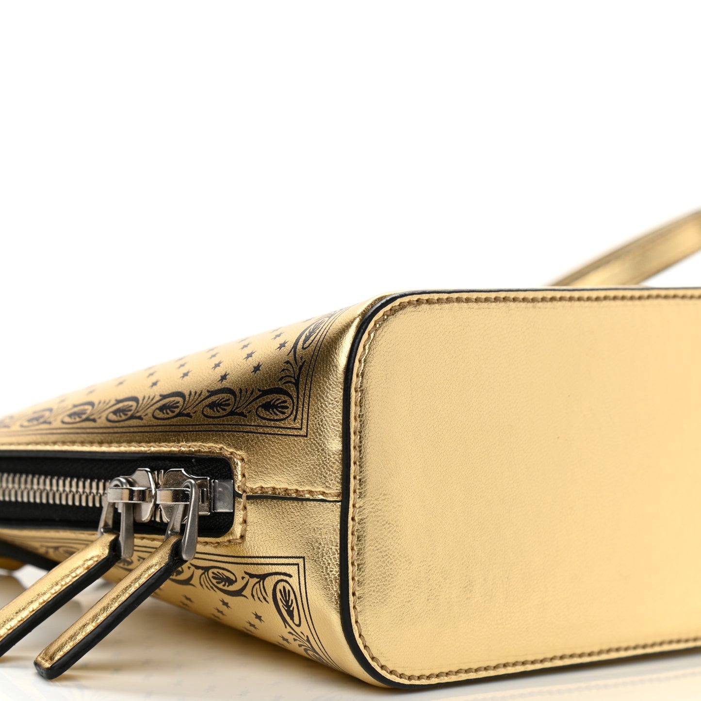 X SEGA Calfskin GUCCY Stars Mini Dome Shoulder Bag Gold