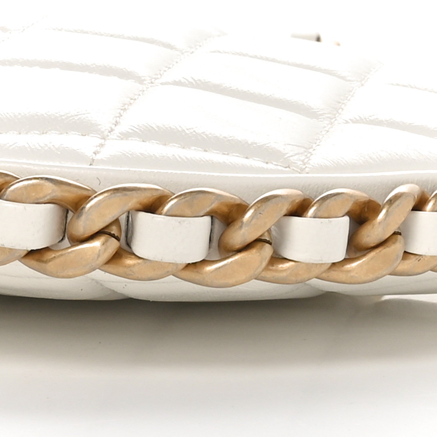 Chanel Shiny Crumpled Lambskin Quilted Chain Around Hobo White 10 of 10