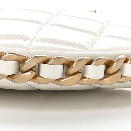Chanel Shiny Crumpled Lambskin Quilted Chain Around Hobo White 10 of 10