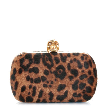 Alexander McQueen Calf Hair Leopard Print Skull Box Clutch 1 of 7