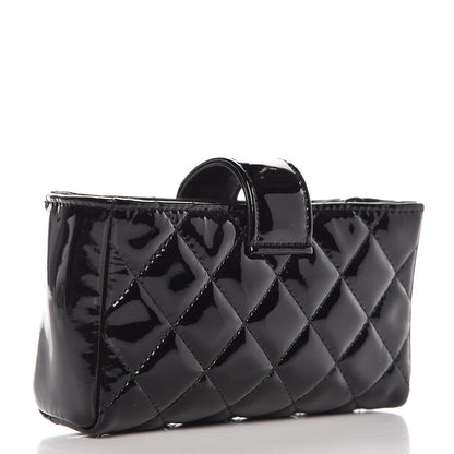 Chanel Patent Quilted Mini Phone Holder Clutch Black 3 of 7