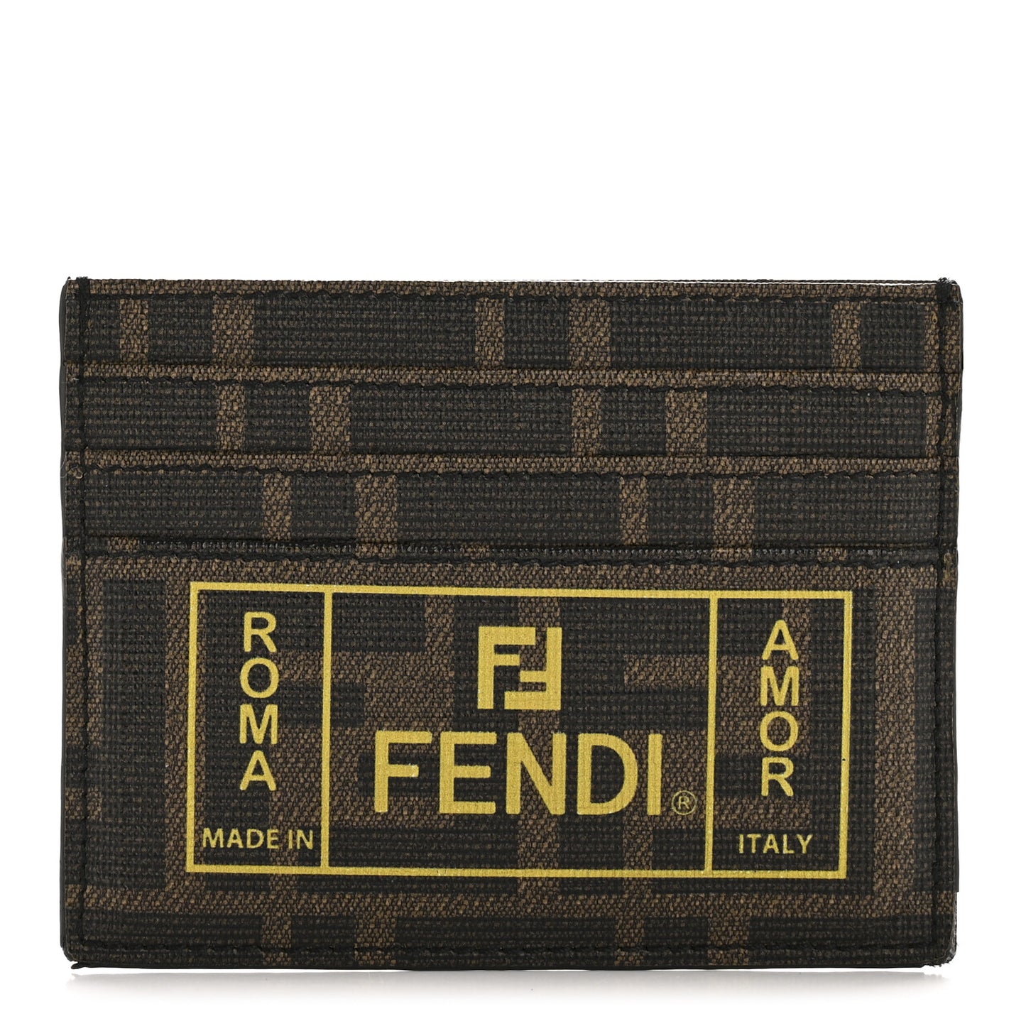 Glazed Fabric FF 1974 Roma Amor Card Holder Tobacco Limone