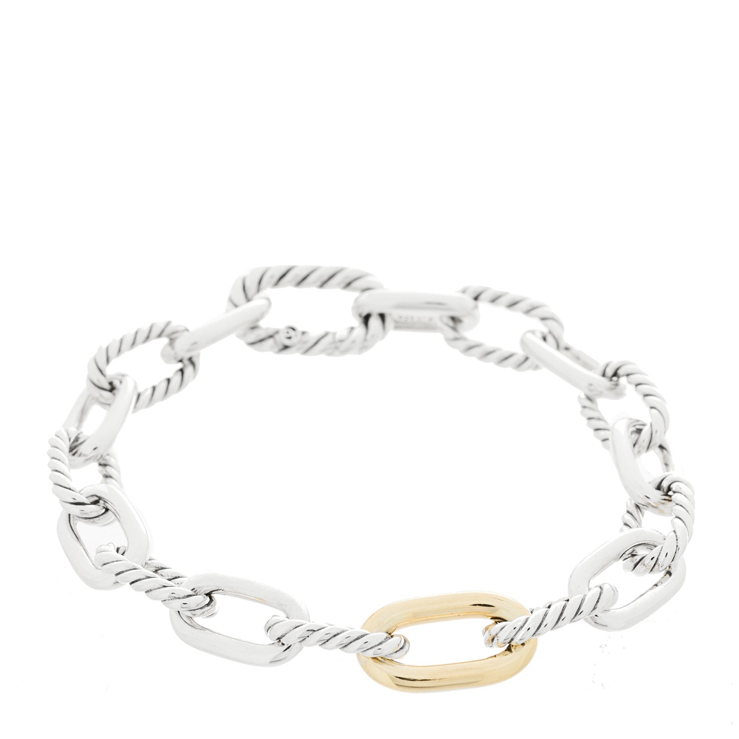David Yurman Sterling Silver 18K Yellow Gold 8.5mm Madison Chain Bracelet 1 of 3