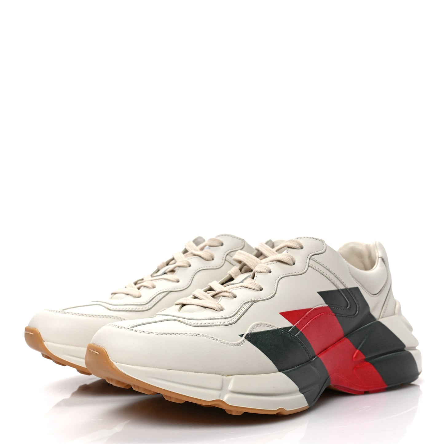 Calfskin Web Printed Mens Rhyton Sneakers 10 Mystic White