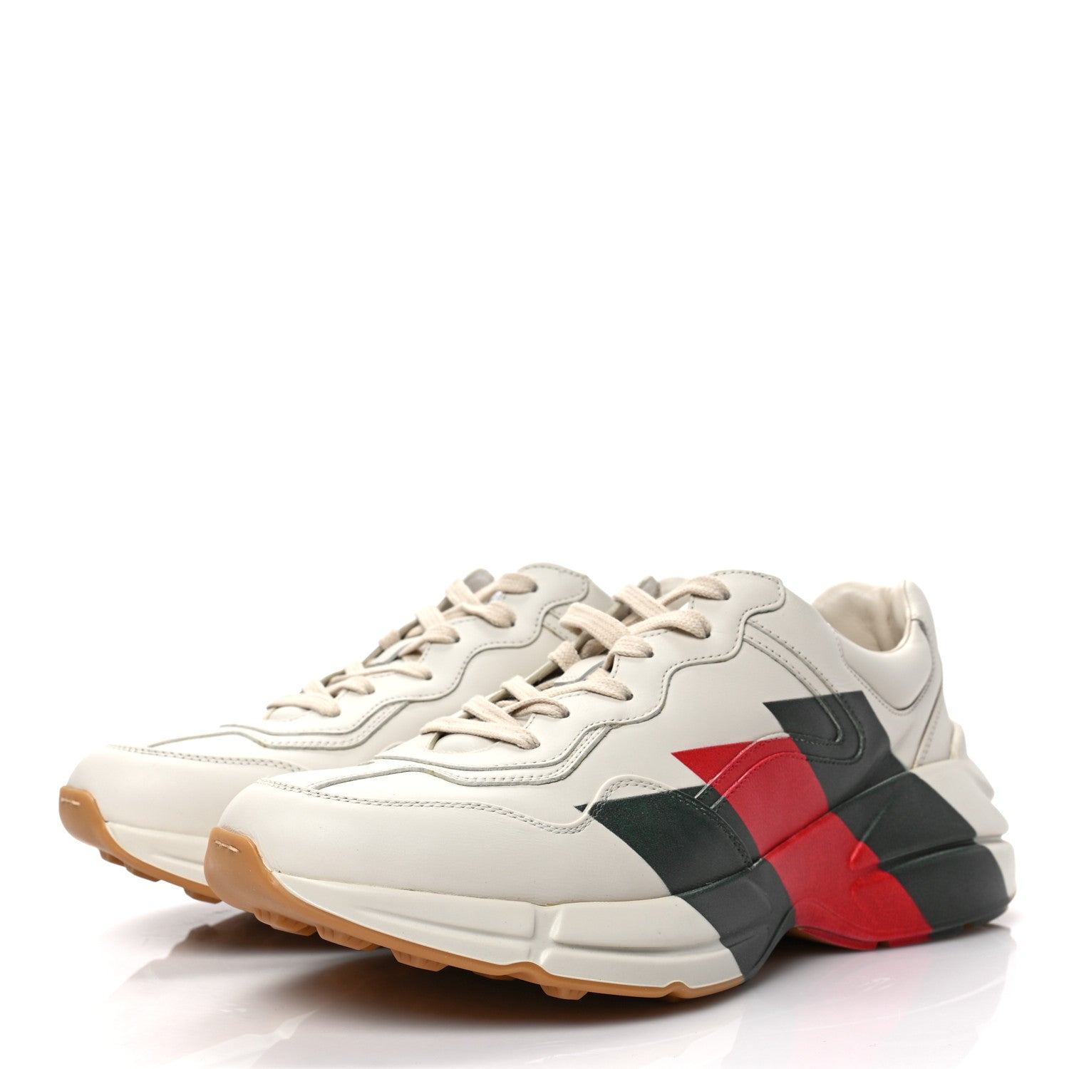 Gucci Calfskin Web Printed Mens Rhyton Sneakers 10 Mystic White 3 of 9