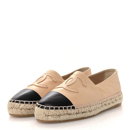 Chanel Lambskin CC Espadrilles 36 Beige Black 4 of 11