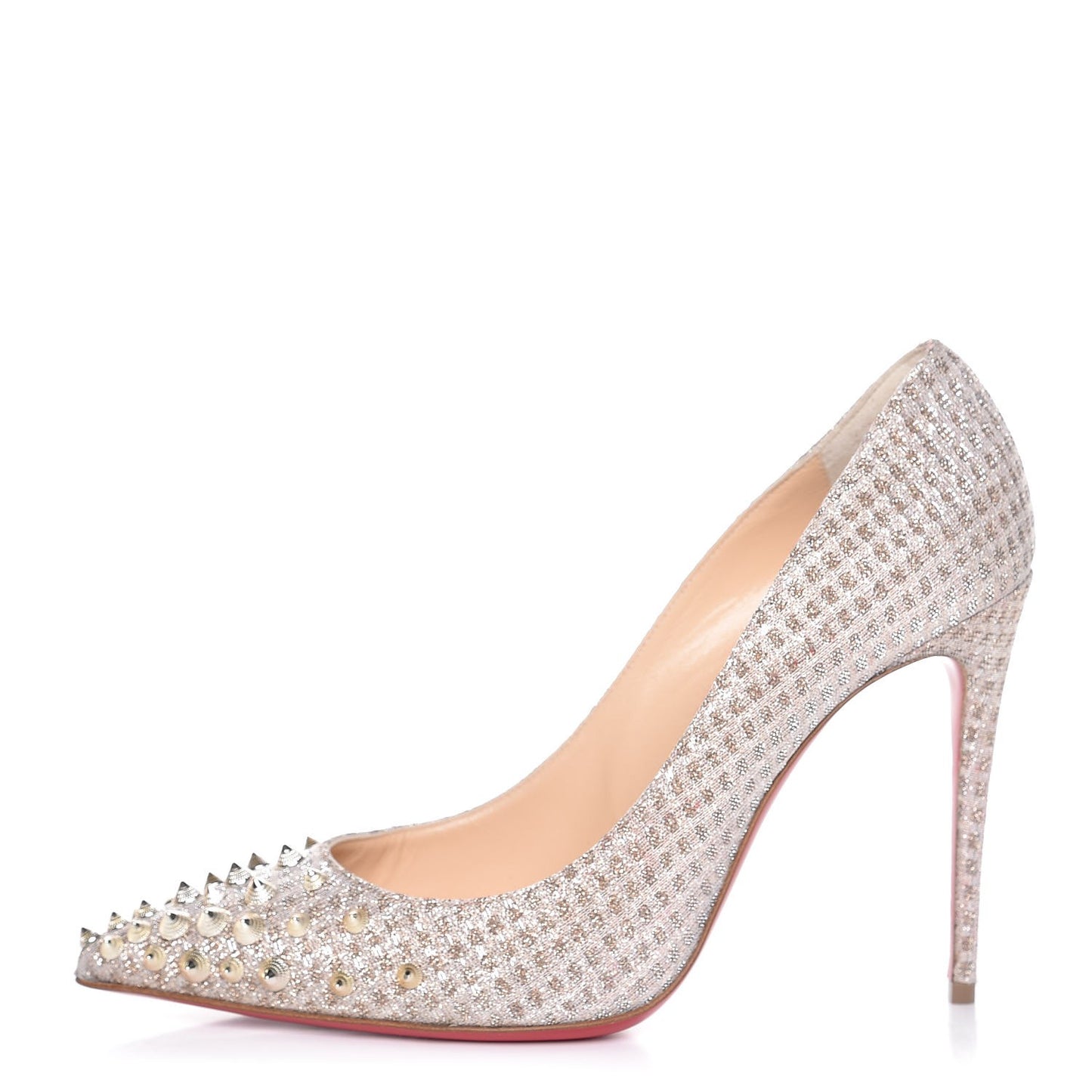 Quadro Lurex Spikeyshell 100 Pumps 37.5 Nude White Gold