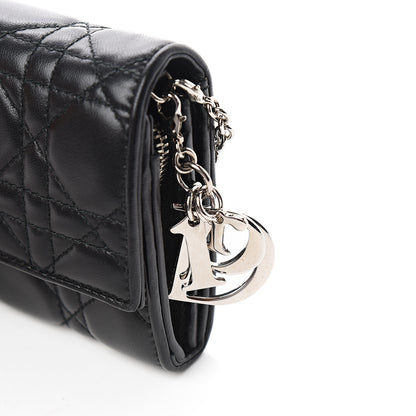 Christian Dior Lambskin Cannage Lady Dior Rendezvous Wallet On Chain Black 10 of 10