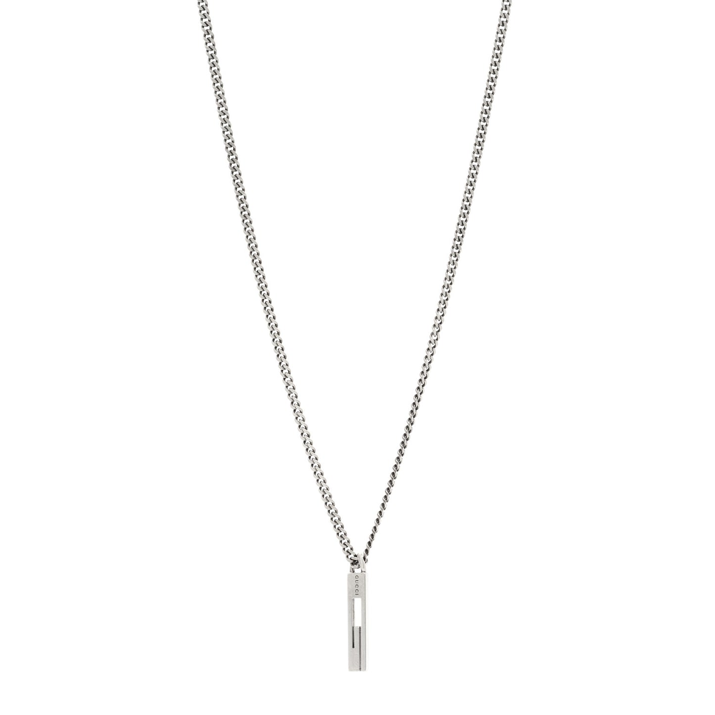 Darkened Sterling Silver G Bar Pendant Necklace