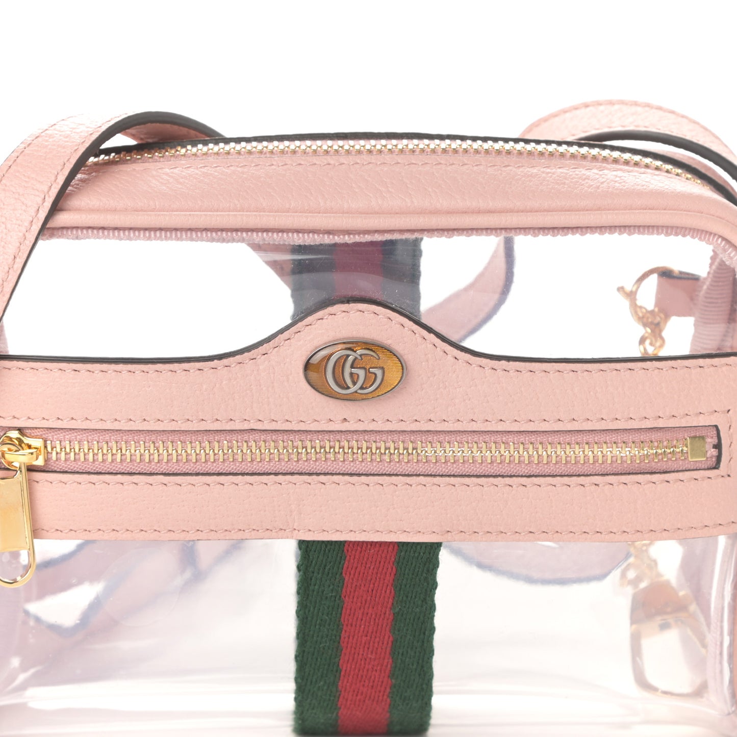 Vinyl Web Mini Ophidia Transparent Shoulder Bag Perfect Pink