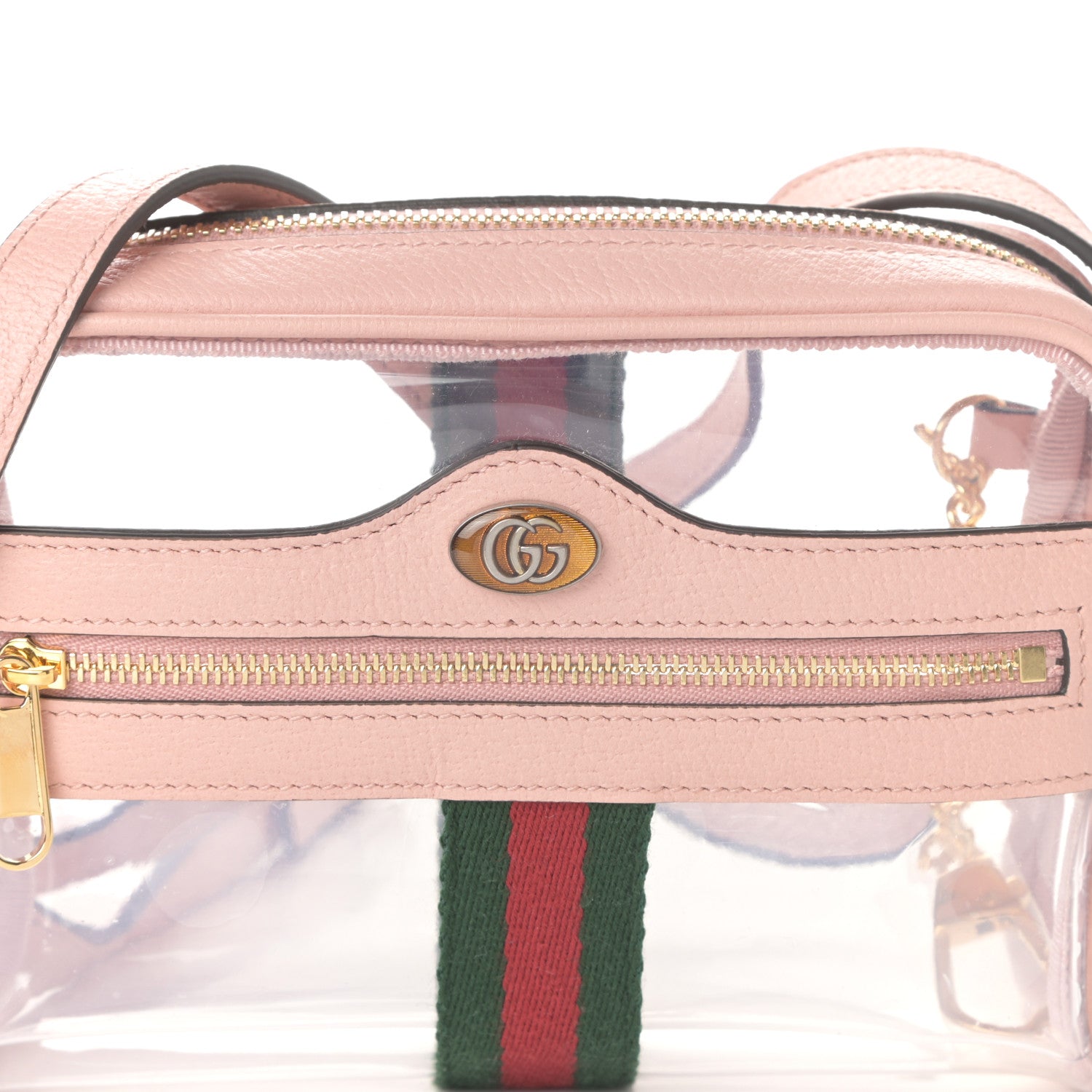 Gucci Vinyl Web Mini Ophidia Transparent Shoulder Bag Perfect Pink 7 of 9