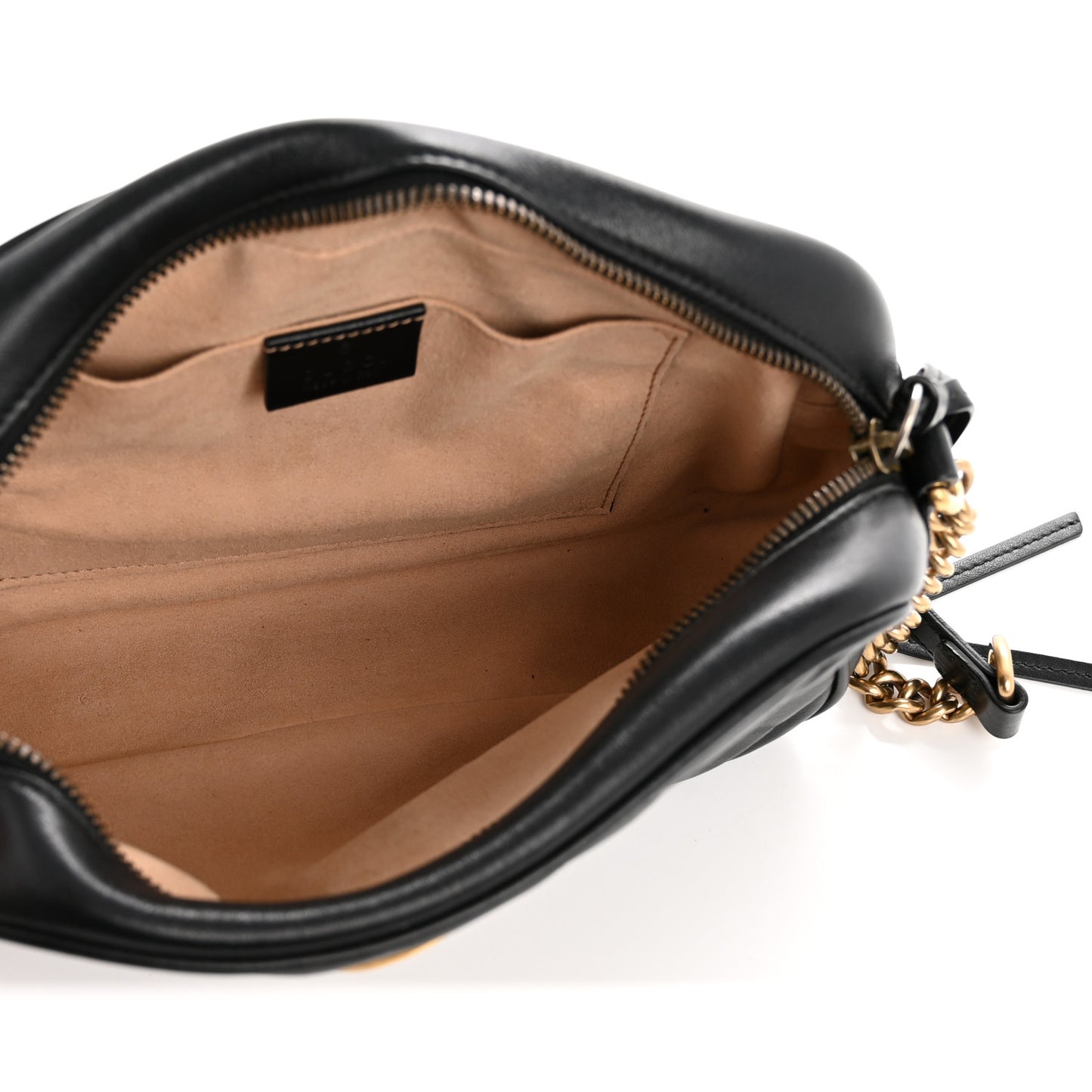Calfskin Matelasse Small GG Marmont Chain Shoulder Bag Black
