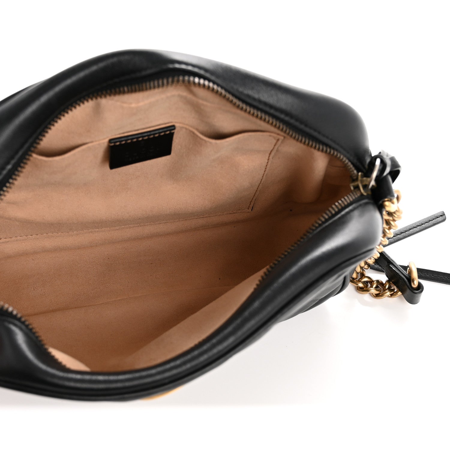 Gucci Calfskin Matelasse Small GG Marmont Chain Shoulder Bag Black 5 of 12