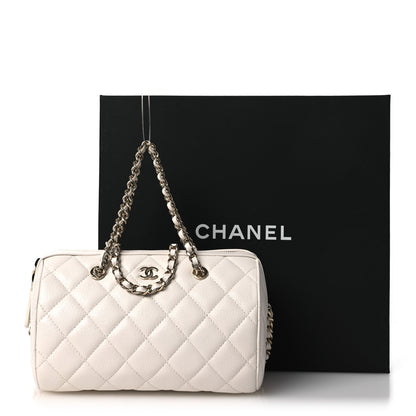 Chanel Caviar Quilted Barrel Clutch With Chain White 11 of 11