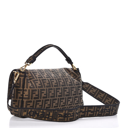 Fendi Fabric Jacquard FF 1974 Large Baguette Tobacco Moro Black 3 of 10