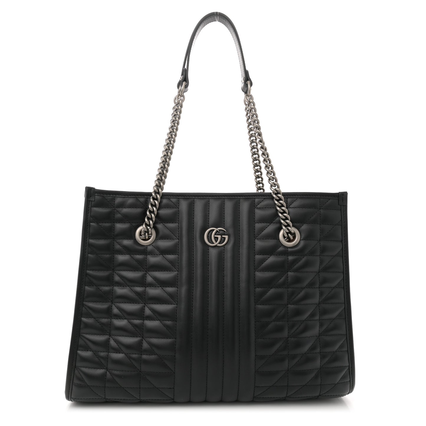 Calfskin Matelasse Aria Medium GG Marmont Shoulder Tote Black