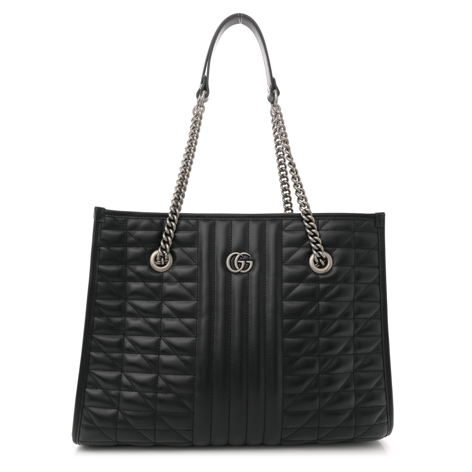 Gucci Calfskin Matelasse Aria Medium GG Marmont Shoulder Tote Black 1 of 12