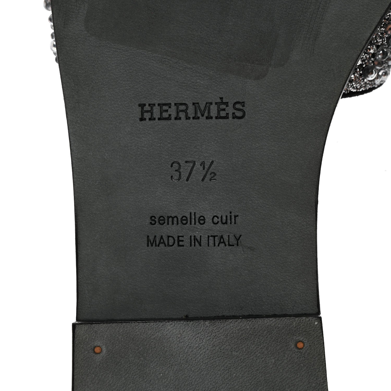 Hermes Velvet Goatskin Crystal Beads Oran Sandals 37.5 Gris Argente 8 of 9
