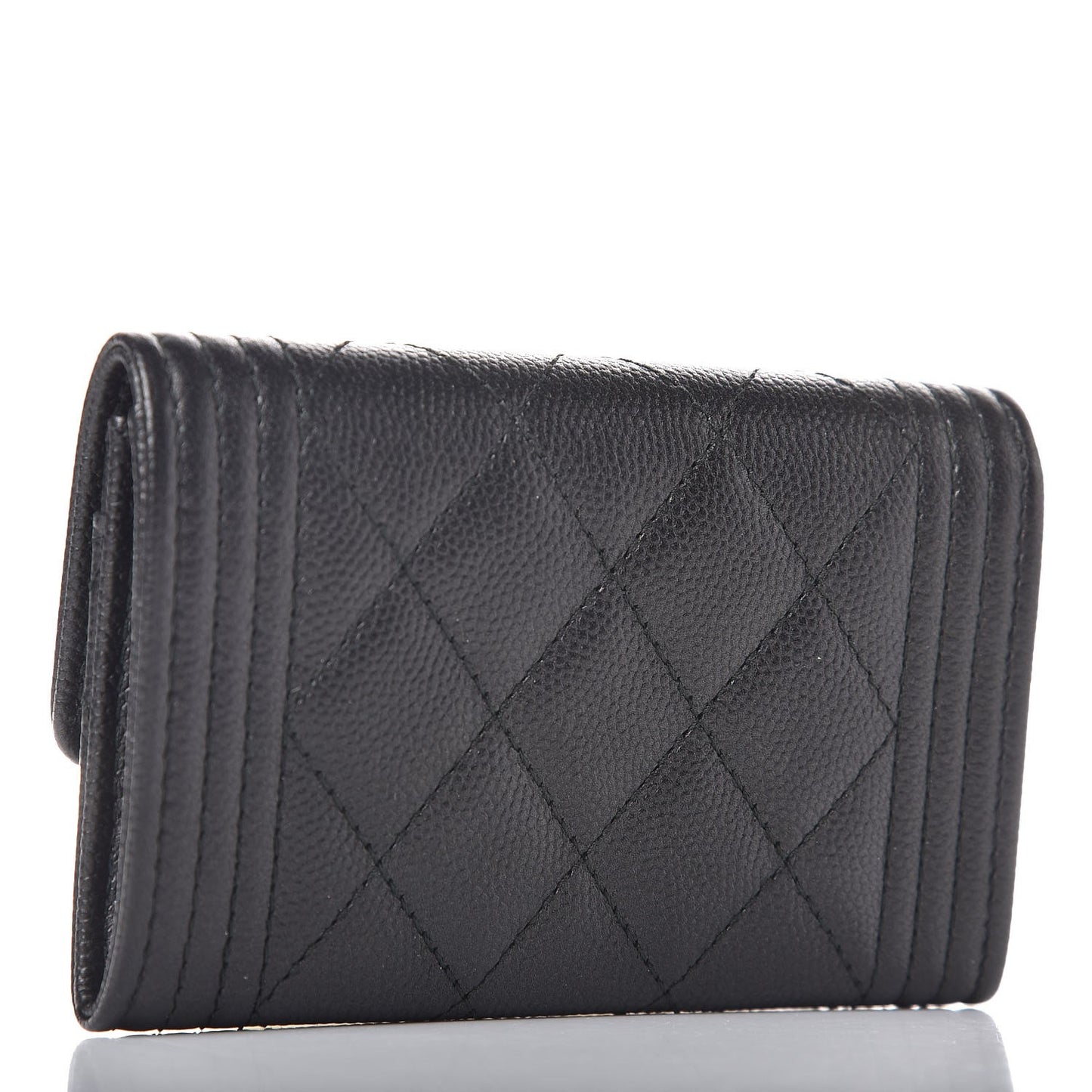 Caviar Quilted Boy Flap Card Holder So Black