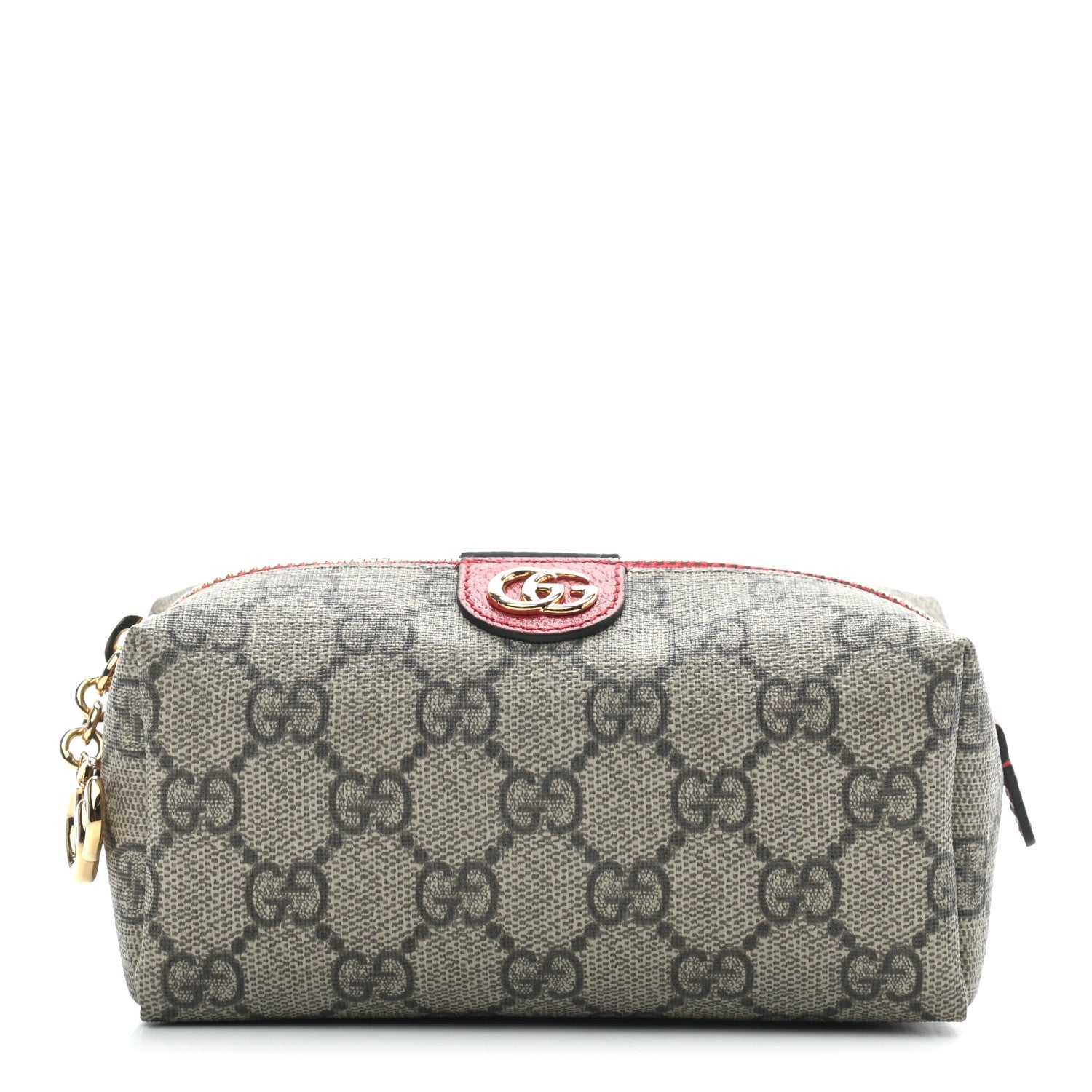 Gucci Soft GG Supreme Monogram Calfskin Small Ophidia Cosmetic Case Beige Ebony Hibiscus Red 1 of 9