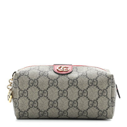 Gucci Soft GG Supreme Monogram Calfskin Small Ophidia Cosmetic Case Beige Ebony Hibiscus Red 1 of 9